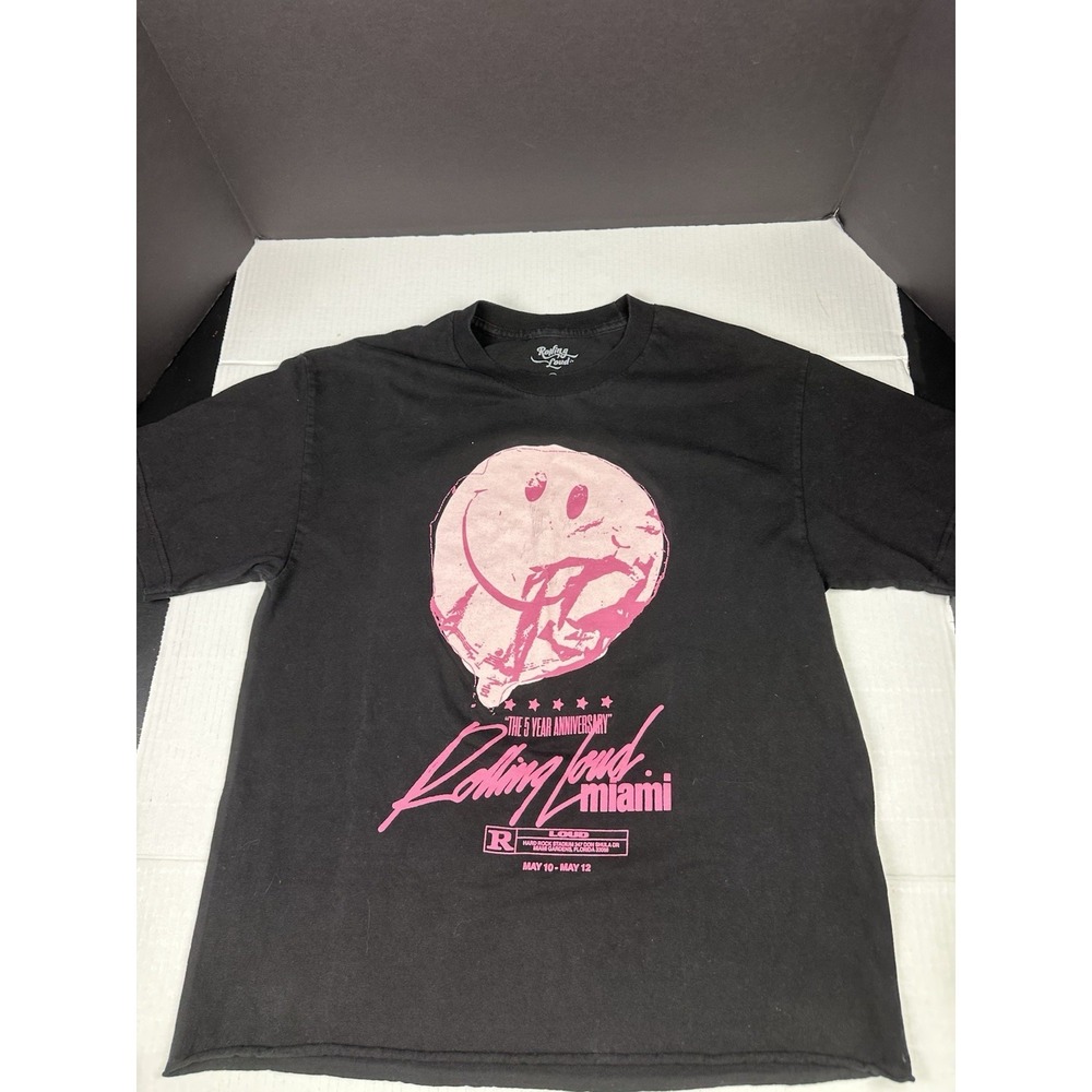 Rolling Loud Music Festival Smile Line Up Tshirt Black/Pink Sz Large
